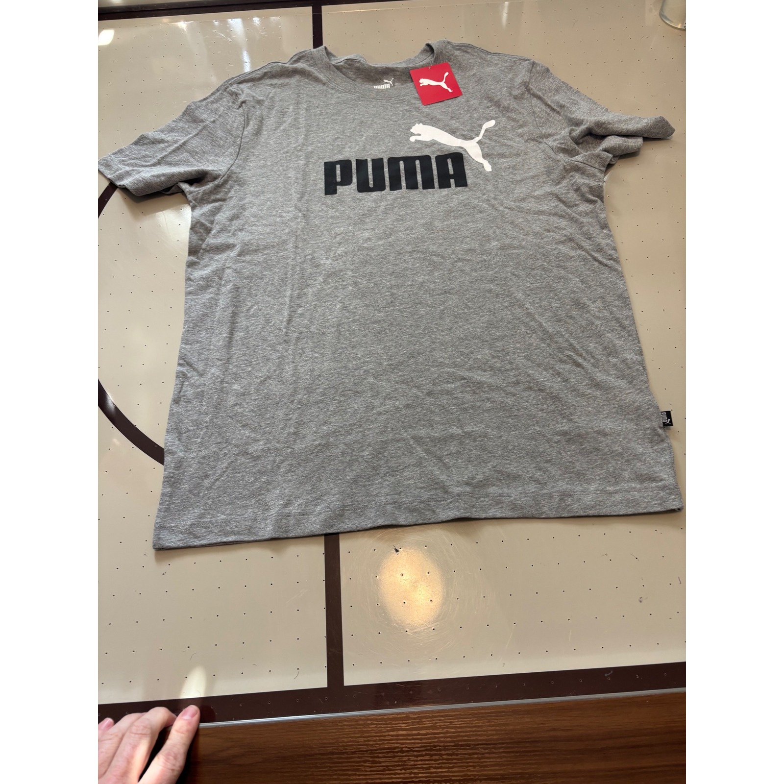 Puma Ess 2 Col Logo Tee Mens Large Medium Gray Heather T-Shirt 586641 03 New